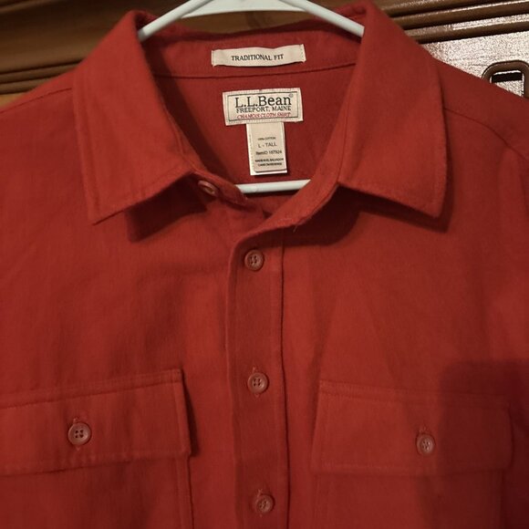 Ll Bean Heavy Burnt Orange Chamois Cloth Shirt Size L -tall - Picture 3 of 8